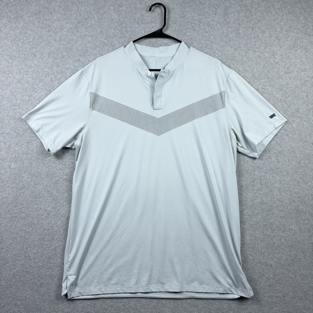 Nike Polo Shirt Mens Large Light Gray Tiger Woods Vapor Blade Collar Dri Fit